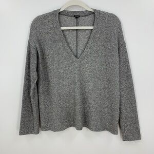 Monrow V-Neck Long Sleeve Thermal Grey Sz S